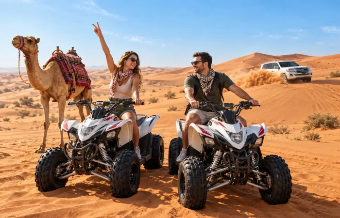 Morning Safari Dubai with Quad Bike Camel Ride and Sandboarding