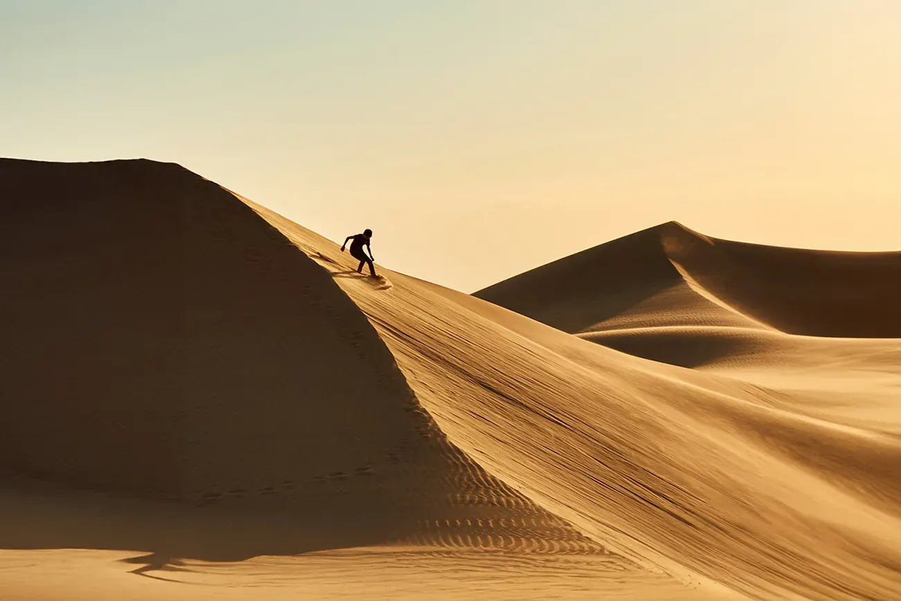 Golden desert dune ridges